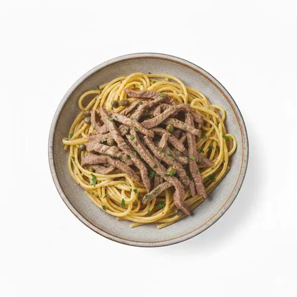 Creamy Beef Piccata with Lemon Butter Linguine